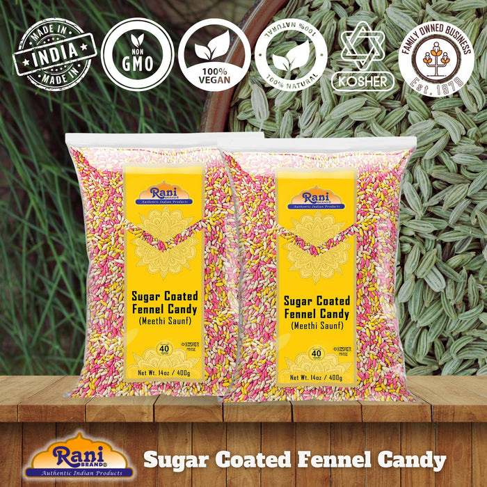 Rani Sugar Coated Fennel Candy 14oz (400g) - [Pack of 2 / 800g 28oz total] ~ Indian After Meal Digestive Treat | Vegan | Gluten Friendly | NON-GMO | Kosher | Indian Origin (Copy)