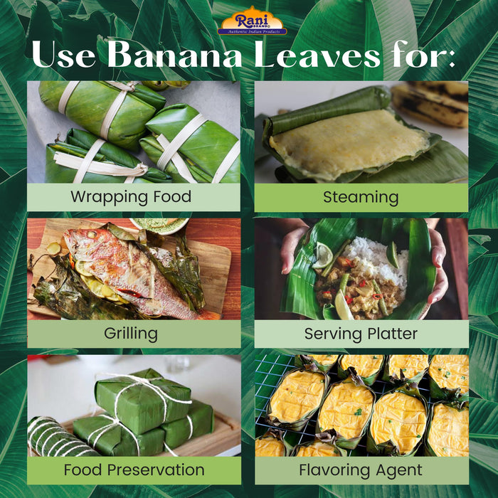 Rani Fresh Banana (Kela) Leaves Approximately 32oz (908g) 2lbs ~ All Natural | Vegan | Gluten Friendly | NON-GMO | Product of USA