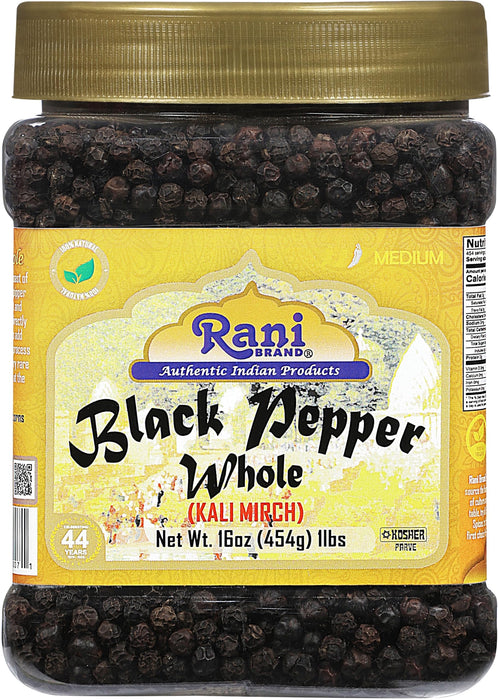 Rani Black Pepper Whole (Peppercorns), Premium MG-1 Grade 16oz (454g) ~ Gluten Free | Non-GMO | Natural Perfect size for Grinders | Kosher
