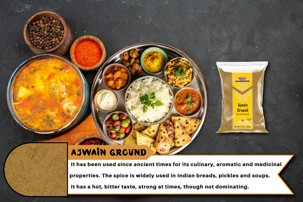 Rani Ajwain Powder (Carom Bishops Weed) Ground Spice 3.5oz (100g) ~ All Natural | Vegan | Gluten Friendly | NON-GMO | Kosher | Indian Origin