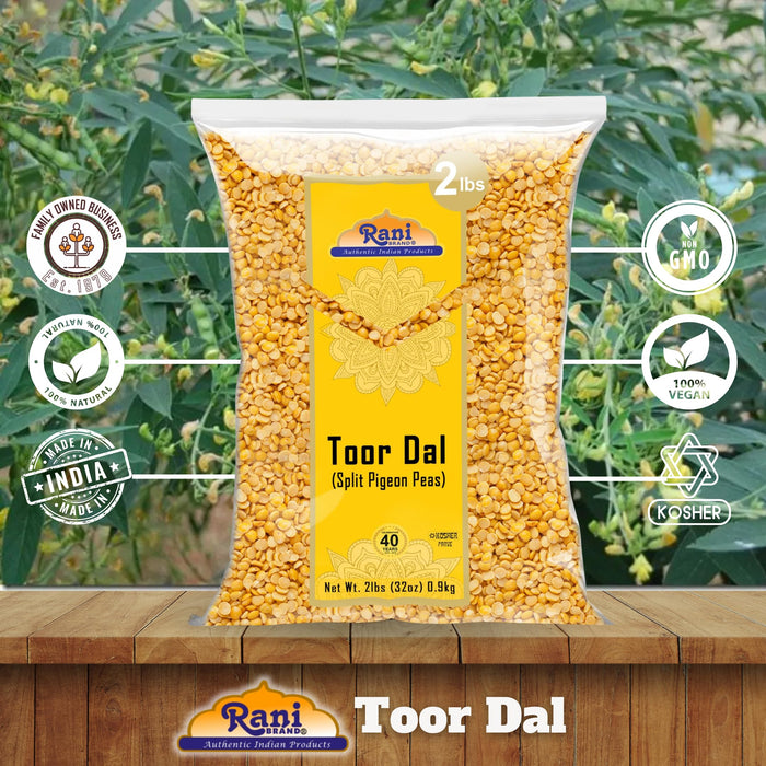 Rani Toor Dal (Split Pigeon Peas) 32oz (2lbs) 908g ~ All Natural | Gluten Friendly | NON-GMO | Kosher | Vegan | Indian Origin