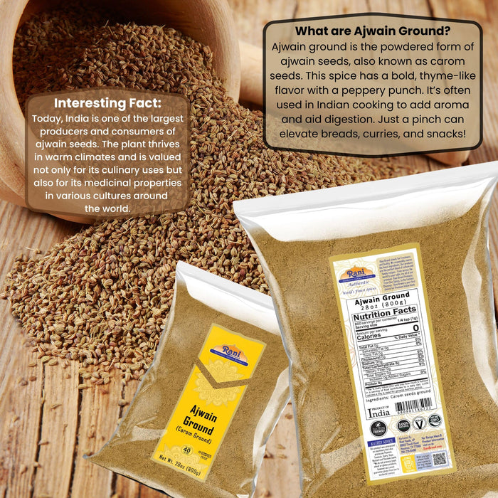 Rani Ajwain Powder (Carom Bishops Weed) Ground Spice 28oz (800g) ~ All Natural | Vegan | Gluten Friendly | NON-GMO | Kosher | Indian Origin