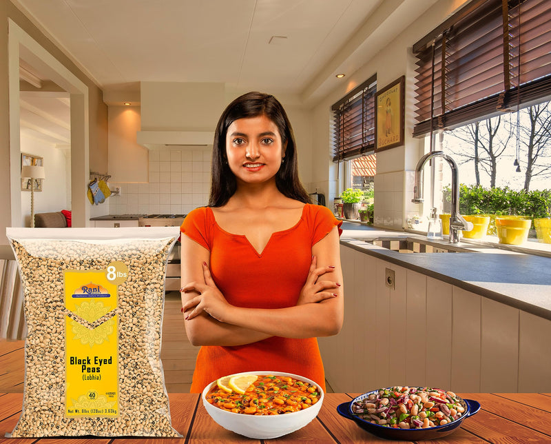 Rani Black Eyed Peas, Dried (Lobhia) 128oz (8lbs) 3.63kg Bulk ~ All Natural | Vegan | Kosher | Gluten Friendly | Product of USA