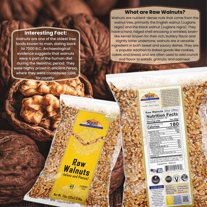 Rani Raw Walnuts, Halves and Pieces 32oz (2lbs)908g ~ All Natural | Vegan | Kosher | Gluten Friendly | Fresh Product of USA