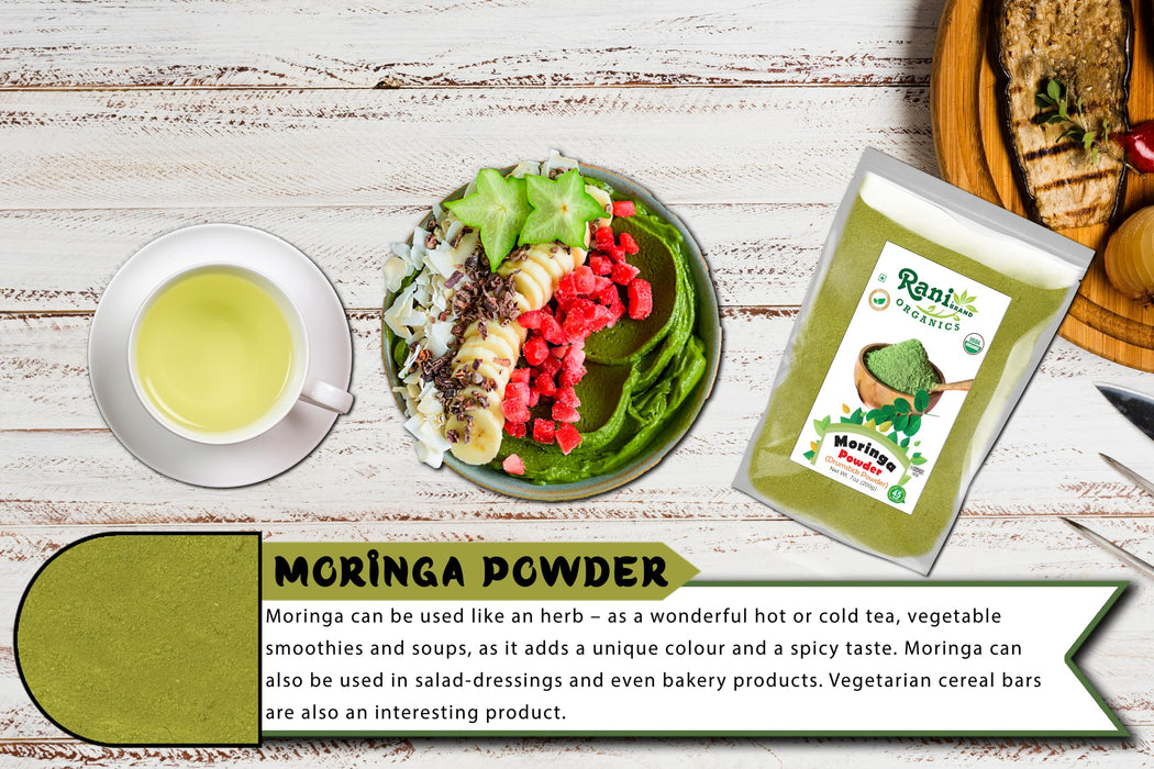 Rani Organic Moringa Powder (Drumstick Powder) 7oz (200g) ~ 100% Natural | Vegan | Gluten Friendly | NON-GMO | Kosher | No colors | Indian Origin | USDA Certified Organic