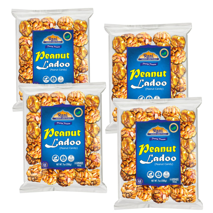 Rani Peanut Ladoo (Round Peanut Brittle Candy) 7oz (200g) x Pack of 4 ~ All Natural | Vegan | Kosher | No colors | Gluten Friendly | Indian Origin