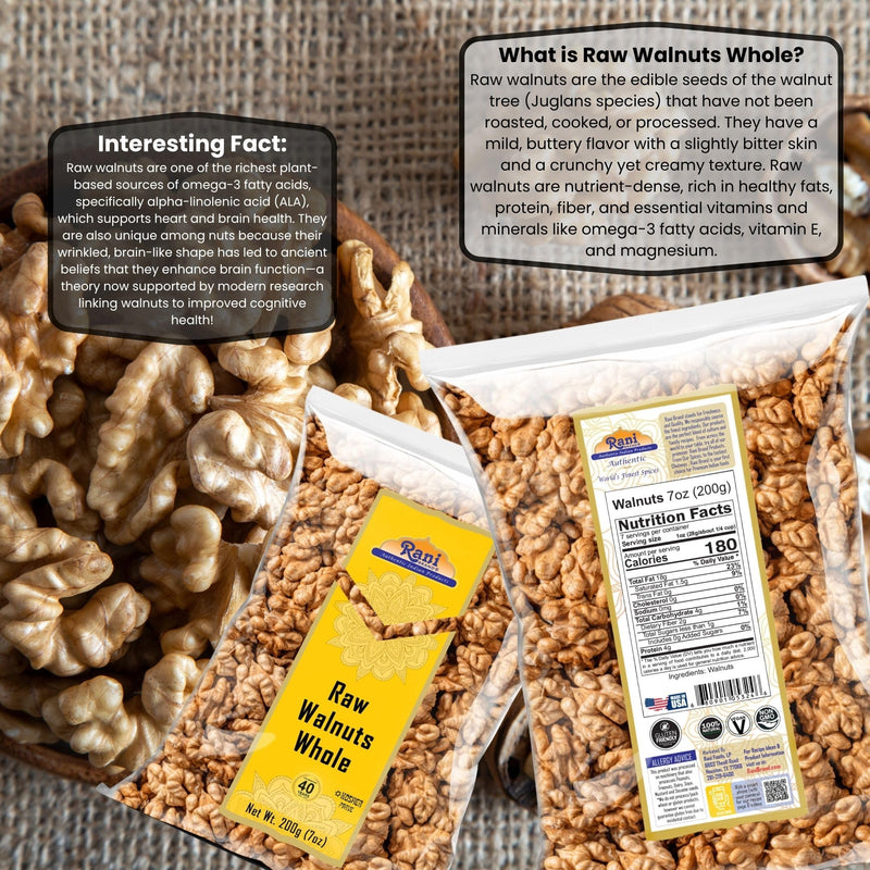 Rani Raw Walnuts, Whole 7oz (200g) ~ All Natural | Vegan | Kosher | Gluten Friendly | Fresh Product of USA