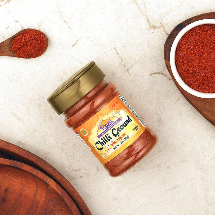 Rani Chilli Powder (Mirchi) Ground Indian Spice 3oz (85g) PET Jar ~ All Natural | Salt-Free | Vegan | No Colors | Gluten Friendly | NON-GMO | Kosher