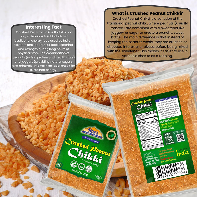 Rani Crushed Peanut Chikki (Brittle Candy) 3.5oz (100g) x Pack of 20 ~ All Natural | Vegan | Kosher | No colors | Gluten Friendly | Indian Origin