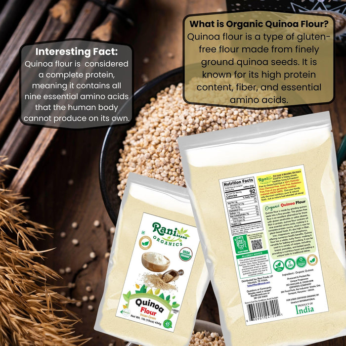 Rani Organic Quinoa Flour (Incan Grain) 16oz (1lb) 454g ~ All Natural | Vegan | Gluten Friendly | NON-GMO | Kosher | Indian Origin | USDA Certified Organic