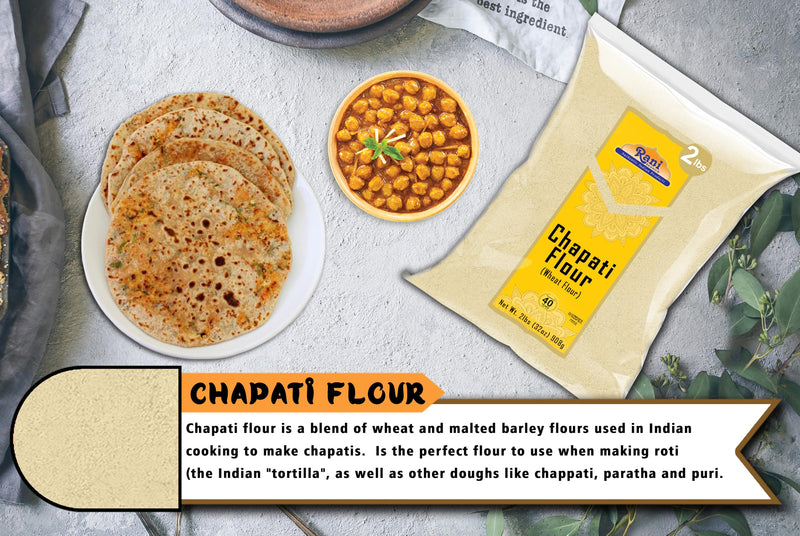Rani Chapati Flour (100% Pure Whole Wheat Atta), For Making Roti & Indian Breads 32oz (2lbs) 908g ~ All Natural | Vegan | No Salt or Colors | NON-GMO | Kosher | Indian Origin