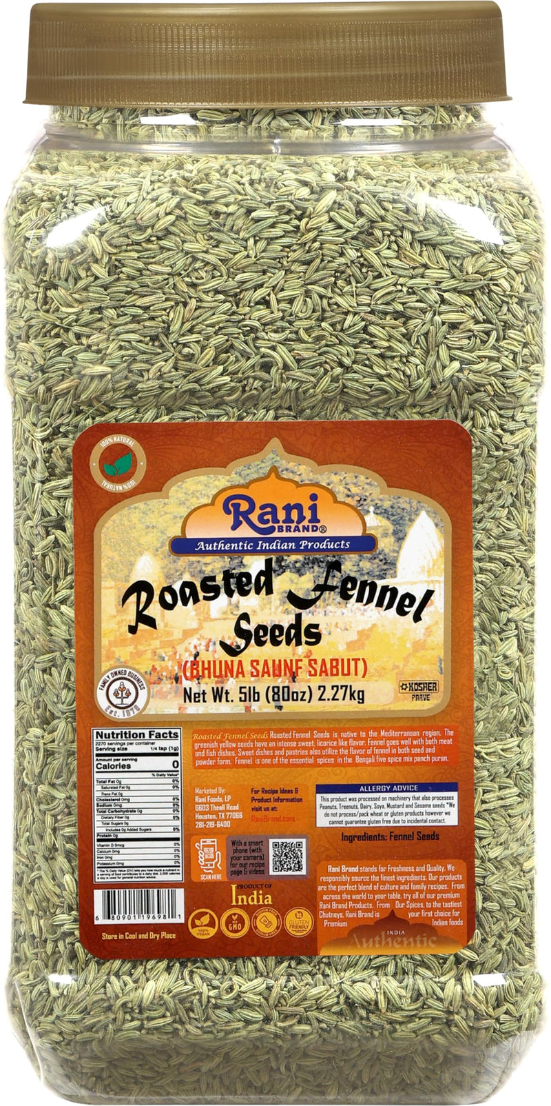 Rani Roasted Fennel Seeds (Bhuna Saunf Sabut) 80oz