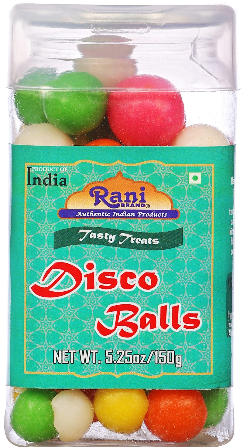 Rani Disco Balls 5.25oz (150g) Vacuum Sealed, Easy Open Top, Resealable Container ~ Indian Tasty Treats | Vegan | Gluten Friendly | NON-GMO | Indian Origin