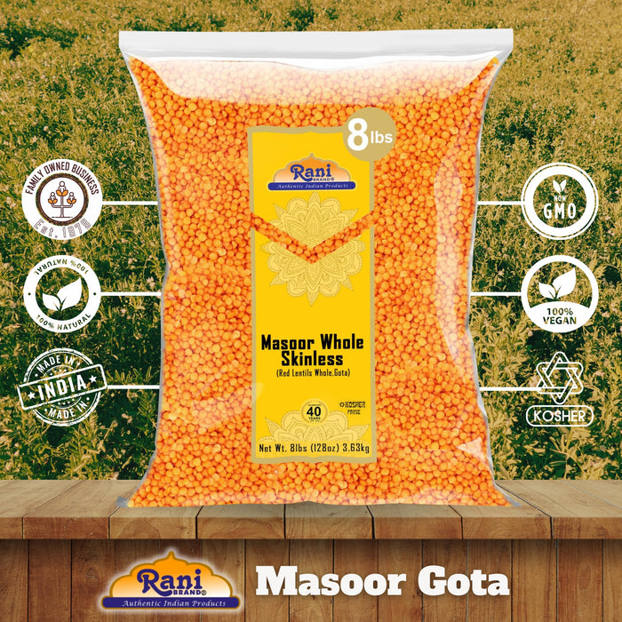 Rani Masoor Gota (Football) Indian Red Lentils Skinless 128oz (8lbs) 3.63kg Bulk ~ All Natural | Gluten Friendly | NON-GMO | Kosher | Vegan | Indian Origin