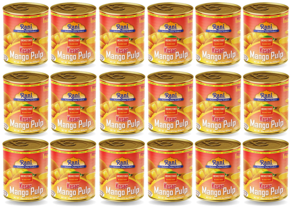 Rani Mango Pulp Puree (Makes Mango Lassi Shakes) Kesar Unsweetened 30oz (1.875lbs) 850g Pack of 18 ~ Kosher | All Natural | NON-GMO | Vegan | No colors | Gluten Friendly | Indian Origin