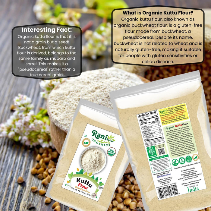 Rani Organic Kuttu (Buckwheat) Flour 16oz (1lb) 454g ~ All Natural | Gluten Friendly | NON-GMO | Kosher | Vegan | Indian Origin | USDA Organic Certified