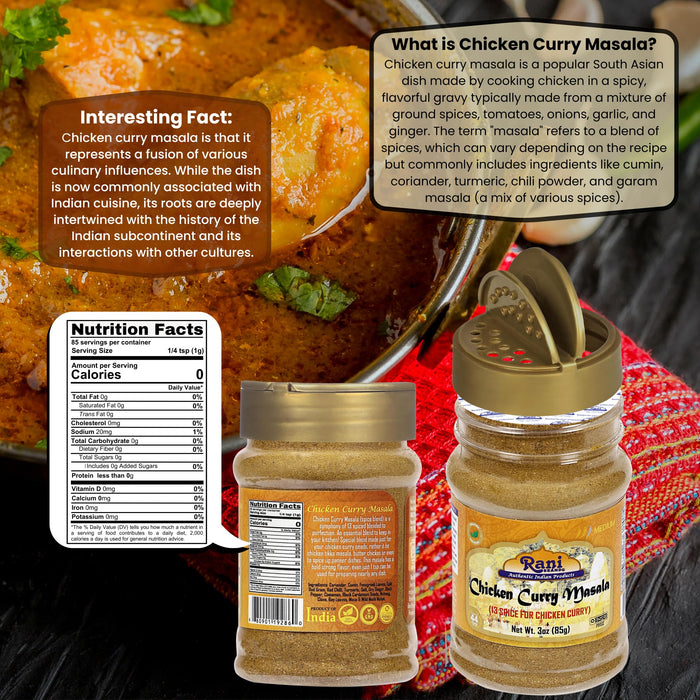 Rani Chicken Curry Masala Indian 13-Spice Blend 3oz (85g) PET Jar ~ All Natural | Vegan | No Colors | Gluten Friendly | NON-GMO | Kosher | Indian Origin