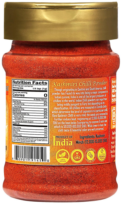 Rani Kashmiri Chilli Powder (Deggi Mirch, Low Heat) Ground Indian Spice 3oz (85g) PET Jar, Pack of 12 ~ All Natural | Salt-Free | Vegan | No Colors | Gluten Friendly | NON-GMO | Kosher | Indian Origin