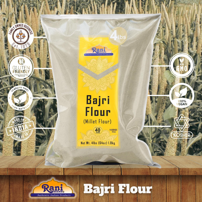 Rani Bajri Flour (Pearl Millet) 64oz (4lbs) 1.81kg Bulk ~ All Natural | Vegan | Gluten Friendly | NON-GMO | Kosher | Indian Origin