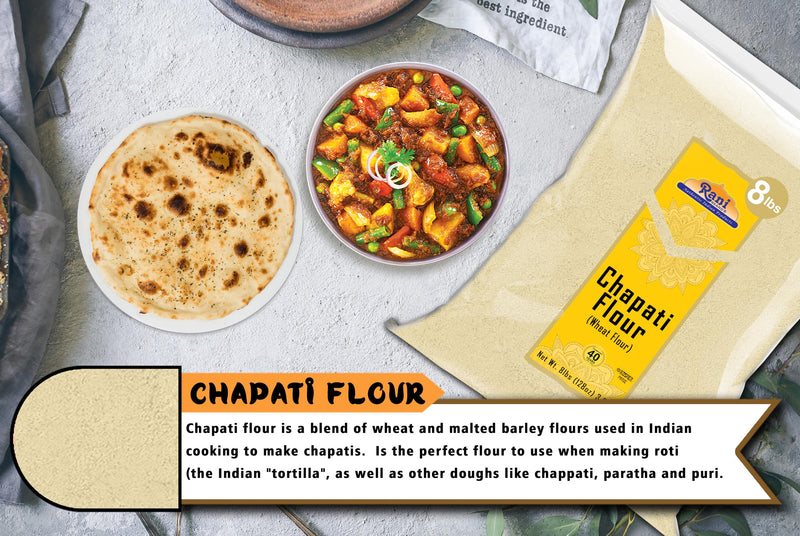 Rani Chapati Flour (100% Pure Whole Wheat Atta), For Making Roti & Indian Breads 128oz (8lbs) 3.63kg Bulk ~ All Natural | Vegan | No Salt or Colors | NON-GMO | Kosher | Indian Origin