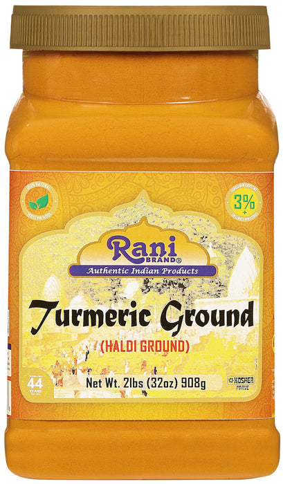 Rani Turmeric (Haldi) Root Powder Spice, (High Curcumin Content) 32oz (2lbs) 908g Bulk PET Jar, Pack of 12 ~ All Natural | 100% Pure, Salt Free | Vegan | Gluten Friendly | NON-GMO | Indian Origin