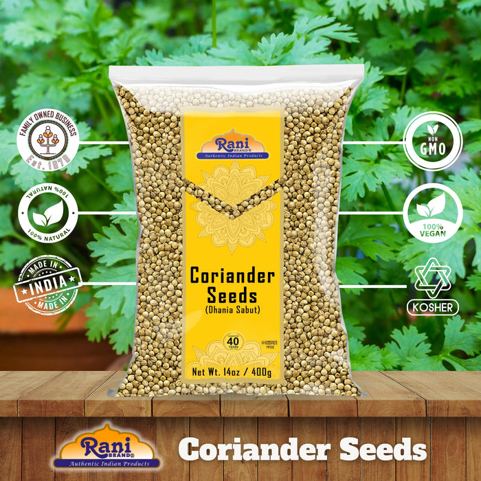 Rani Coriander (Dhania) Seeds Whole, Indian Spice 14oz (400g) ~ All Natural ~ Gluten Friendly | NON-GMO | Kosher | Vegan | Indian Origin