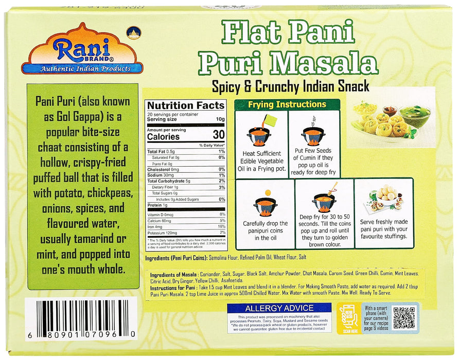 Rani Pani Puri Coins (Uncooked, Microwaveable wheat and Semolina Coins) 7oz (200g) with Pani Puri Masala (14-Spice Blend for Indian Spicy Water) 1.75oz (50g) ~ All Natural | Vegan | NON-GMO