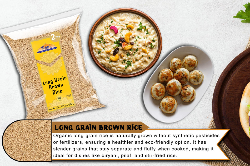 Rani Long Grain Brown Rice 32oz (2lbs) 908g ~ All Natural | Gluten Friendly | Vegan | Non-GMO | Kosher | Product of USA