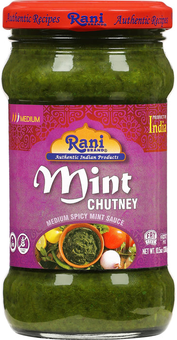 Rani Mint Chutney (Podina) 10.5oz (300g) Glass Jar, Ready to Eat, Pack of 5+1 FREE ~ Vegan | Gluten Free | NON-GMO | Kosher | No Colors | Indian Origin