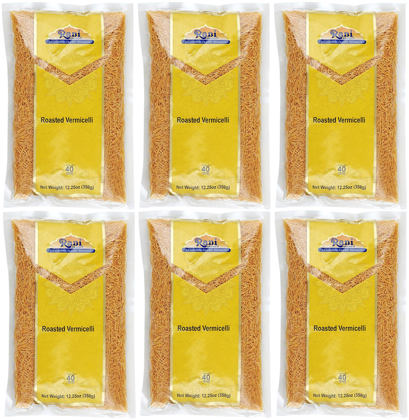 Rani Roasted Vermicelli (Wheat Noodles) 12.25oz (350g), Pack of 6 ~ All Natural | Vegan | NON-GMO | Indian Origin