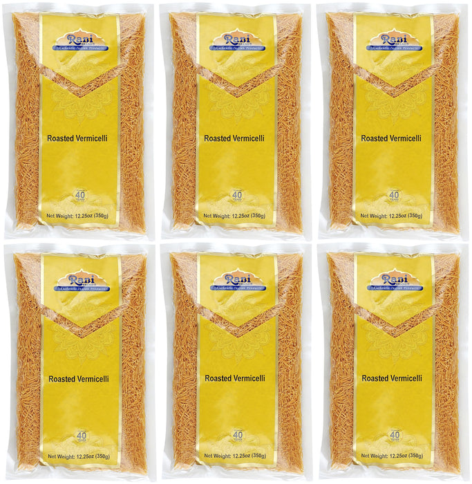 Rani Roasted Vermicelli (Wheat Noodles) 12.25oz (350g), Pack of 6 ~ All Natural | Vegan | NON-GMO | Indian Origin