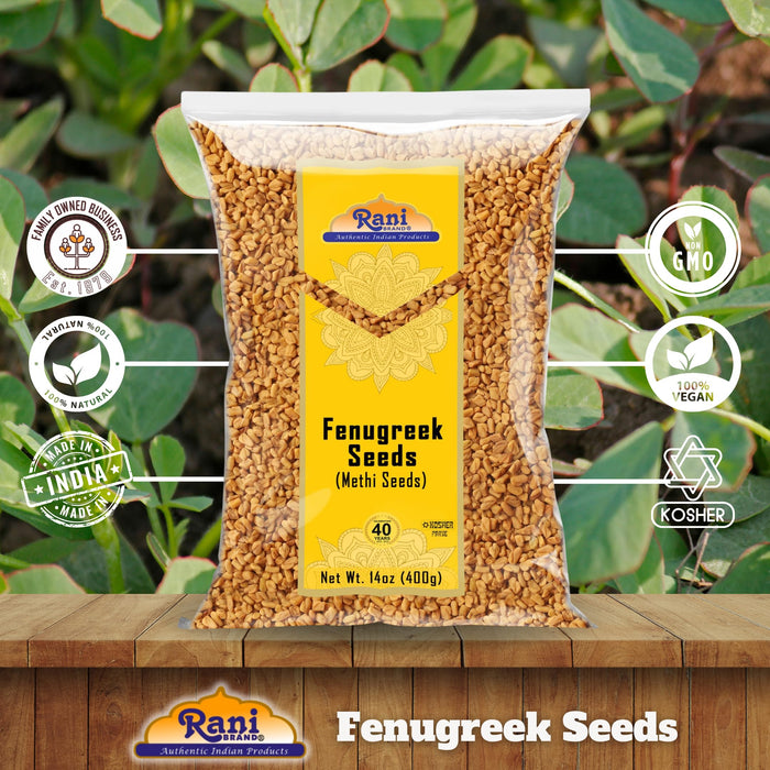 Rani Fenugreek (Methi) Seeds Whole 14oz (400g) Trigonella foenum graecum ~ All Natural | Vegan | Gluten Friendly | Non-GMO | Kosher | Indian Origin