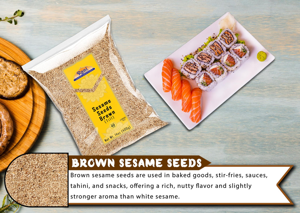 Rani Sesame Seeds Whole Raw (Till) Brown 14oz (400gm) ~ All Natural | Gluten Friendly | NON-GMO | Kosher | Vegan | Indian Origin