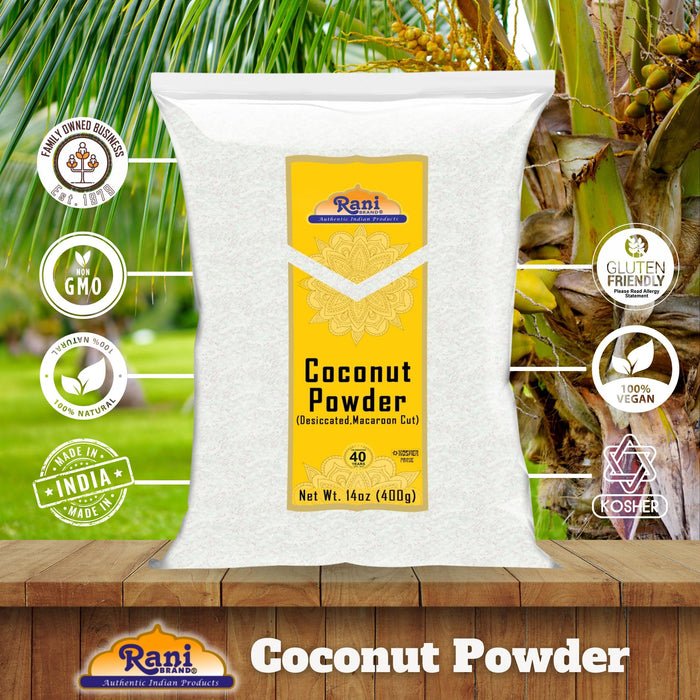 Rani Coconut Fine Powder (Desiccated, Macaroon Cut) 14oz (400g) Raw (uncooked, unsweetened) ~ All Natural | Vegan | Kosher | Gluten Free Ingredients