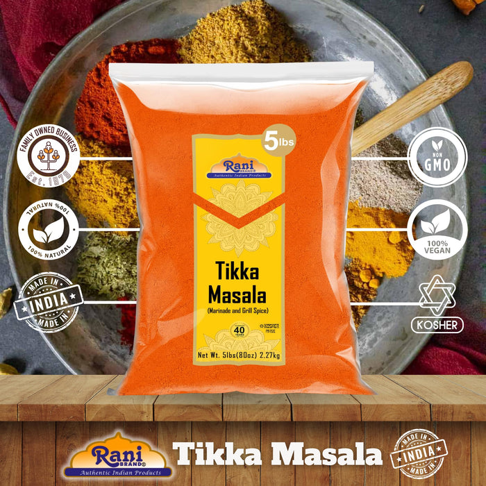 Rani Tikka Masala Indian 7-Spice Blend 80oz (5lbs) 2.27kg Bulk ~ All Natural | Salt-Free | Vegan | No Colors | Gluten Friendly | NON-GMO | Kosher