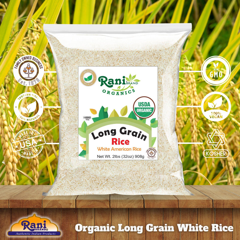 Rani Organic Long Grain White Rice 32oz (2lbs) 908g  ~ All Natural | Gluten Friendly | Vegan | Non-GMO | Kosher | Product of USA | USDA Certified Organic