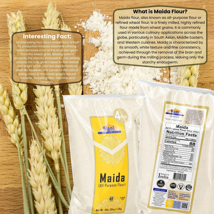 Rani Maida Flour (Indian All Purpose Flour) 64oz (4lbs) 1.81kg, Bulk ~ All Natural | Vegan | Kosher | Indian Origin