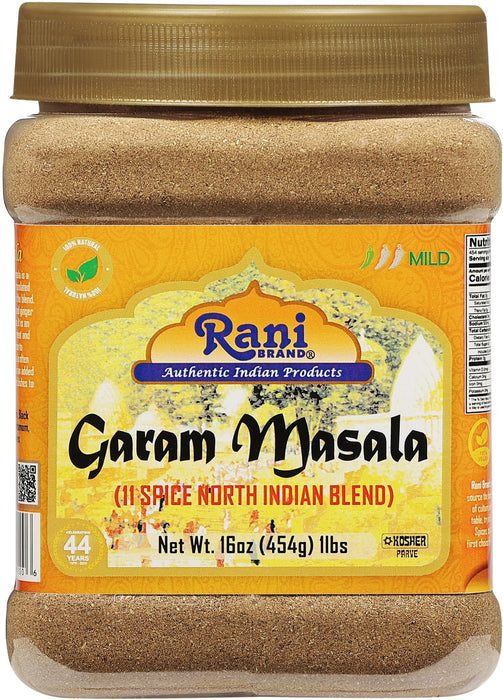 Rani Garam Masala Indian 11-Spice Blend 16oz (1lb) 454g PET Jar, Pack of 6 ~ All Natural, Salt-Free | Vegan | No Colors | Gluten Friendly | NON-GMO | Kosher | Indian Origin