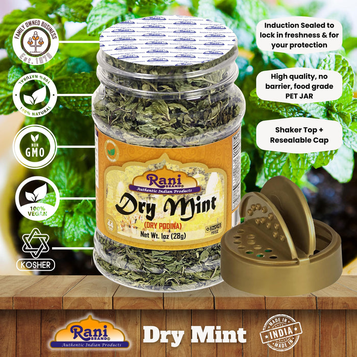 Rani Dry Mint Leaves (Podina Leaf) Spice, Dried Herb 1oz (28g) All Natural ~ Gluten Free Ingredients | NON-GMO | Kosher | Vegan | Indian Origin