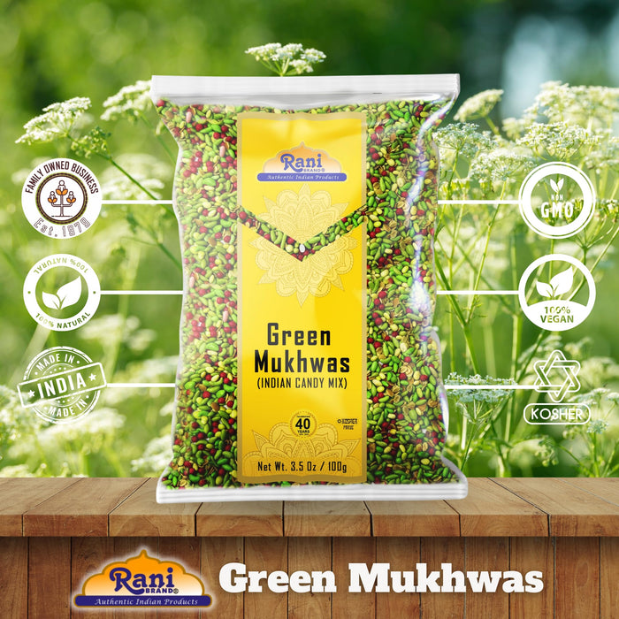 Rani Green Mukhwas (Special Digestive Treat) 3.5oz (100g) ~ Vegan | Kosher | Indian Candy Mouth Freshener