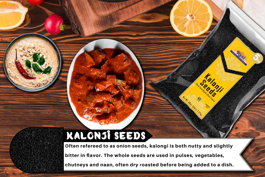 Rani Kalonji Seeds Whole Spice (Black Seed, Nigella Sativa, Black Cumin) 80oz (5lbs) 2.27kg ~ All Natural | Gluten Friendly | NON-GMO | Kosher | Vegan