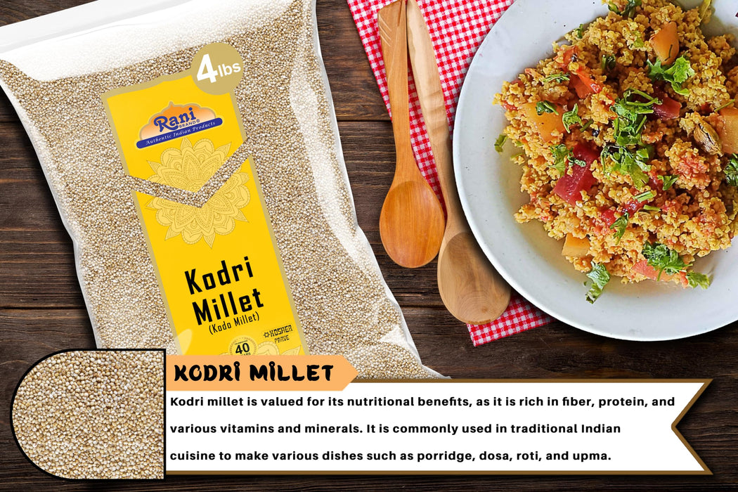 Rani Kodri (Polished Kodo Millet Seeds) Ancient Grains, 64oz (4lbs) 1.81kg ~ All Natural | Gluten Friendly | NON-GMO | Kosher | Vegan | Indian Origin