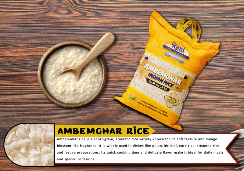 Rani Ambemohar Indian Rice 64oz (4lbs) 1.81kg Cloth Bag ~ All Natural | Gluten Friendly | Vegan | Kosher | Export Quality | Indian Origin