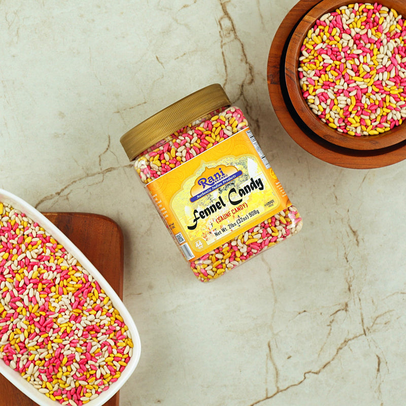Rani Sugar Coated Fennel Candy 2lbs (32oz) 908g Bulk, PET Jar ~ Indian After Meal Digestive Treat | Vegan | Gluten Friendly | NON-GMO | Kosher | Indian Origin