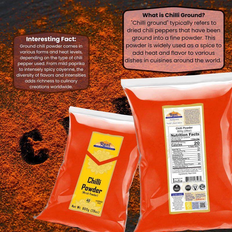 Rani Chilli Powder (Mirchi) Ground Indian Spice 28oz (800g) ~ All Natural, Salt-Free | Vegan | No Colors | Gluten Friendly | NON-GMO | Kosher | Indian Origin