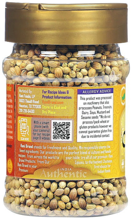 Rani Coriander (Dhania) Seeds Whole, Indian Spice 1.5oz (42g) PET Jar ~ All Natural | Gluten Friendly | NON-GMO | Vegan | Kosher | Indian Origin