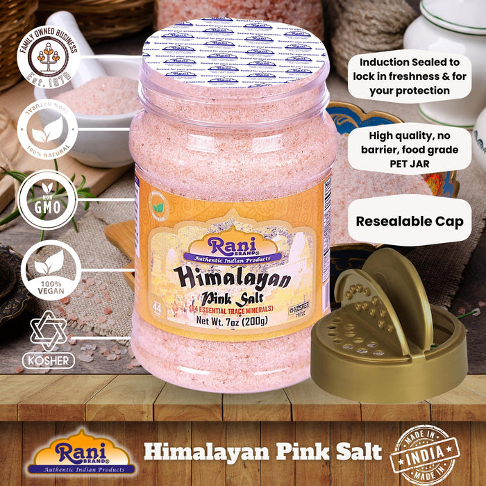 Rani Himalayan Pink Salt Powder (84 Essential Trace Minerals) 7oz (200g) PET Jar ~ All Natural | Vegan | Gluten Friendly | NON-GMO | Kosher | Indian Origin