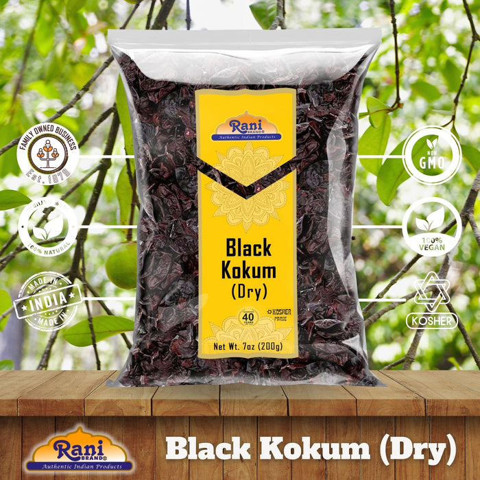 Rani Black Kokum (Dry) Garcinia Indica 7oz (200g) ~ All Natural | Gluten Friendly | Vegan | NON-GMO | Kosher | No Salt or fillers | Indian Origin