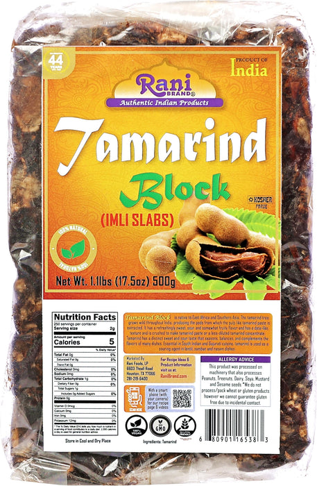 Rani Tamarind Block (Imli Slab) 17.5oz (1.1lbs) 500g ~ All Natural | No added sugar | Vegan | Gluten Friendly | NON-GMO | Kosher | Indian Origin