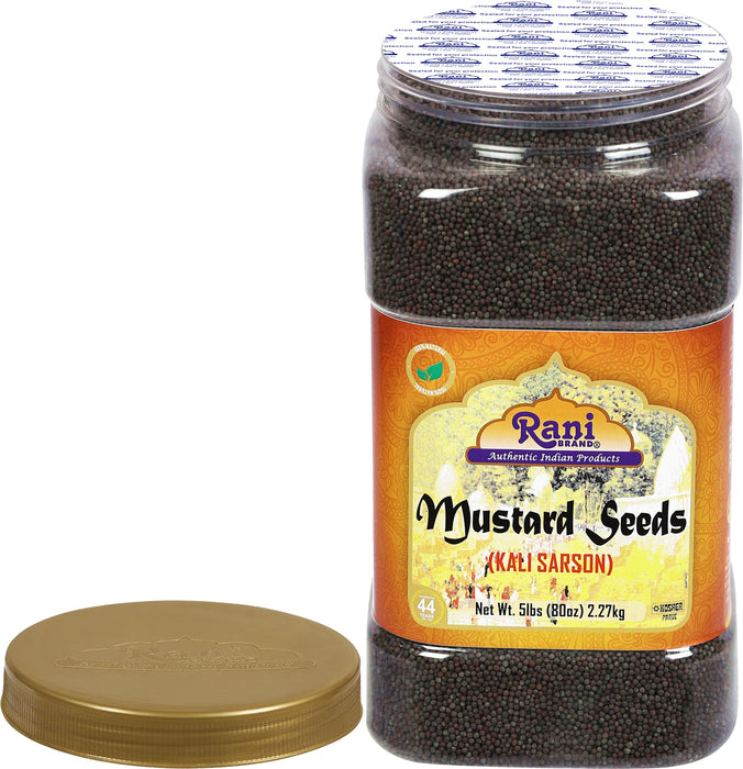 Rani Black Mustard Seeds Whole Spice (Kali Rai) 80oz (5lbs) 2.27kg Bulk PET Jar ~ All Natural | Gluten Friendly | NON-GMO | Kosher | Vegan | Indian Origin